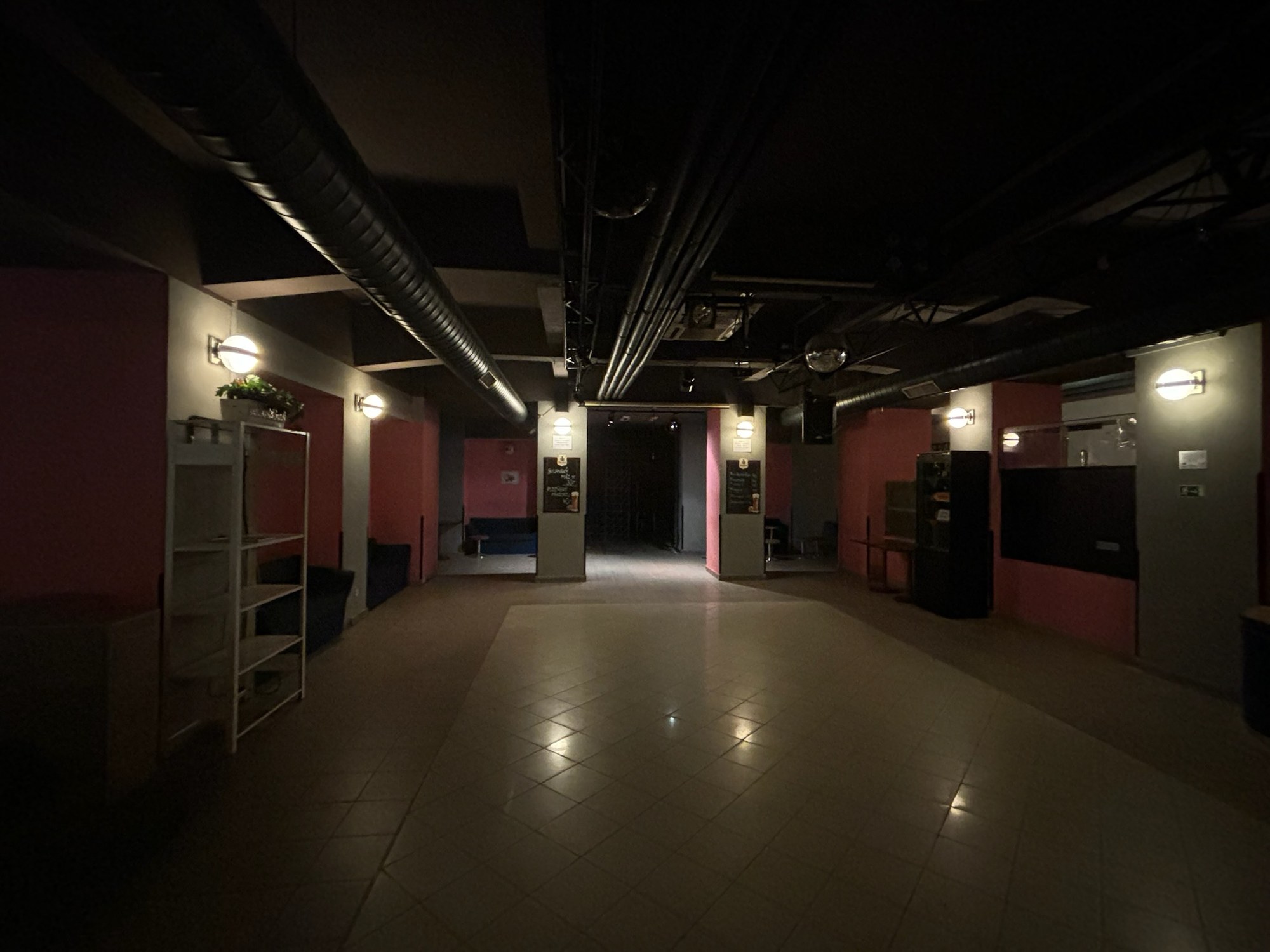 The main hall before the renovation, dark and empty