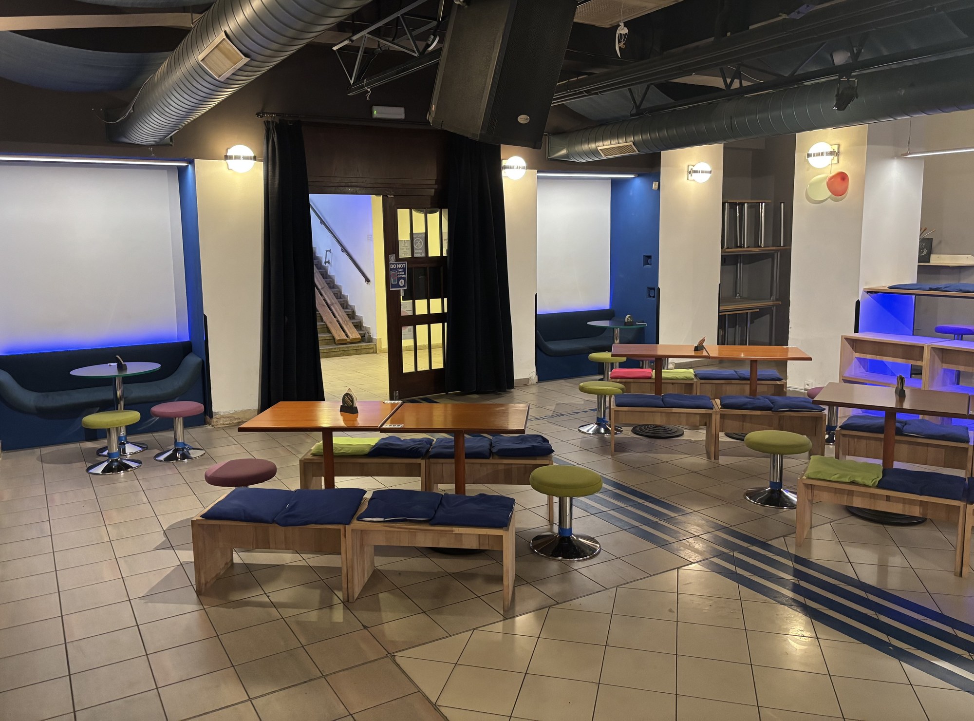 The hall set up for a presentation